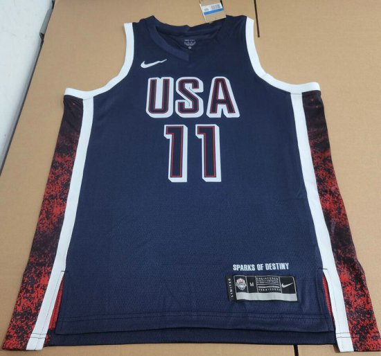 11 Embiid 2024 USA Team jersey navy with stripe